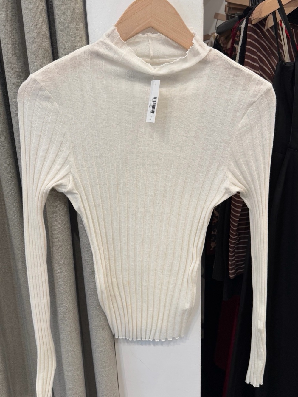 Enza Costa ivory ribbed long sleeve XS